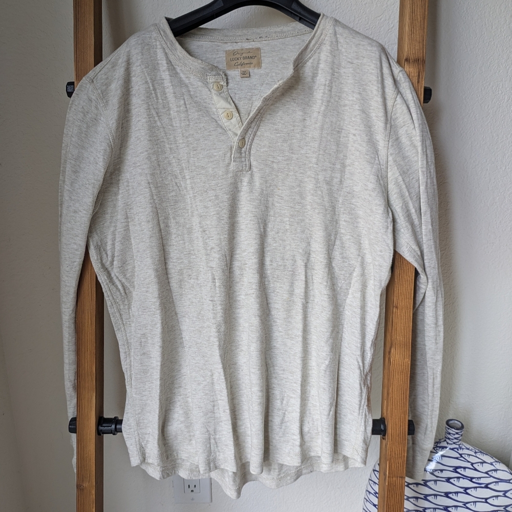 Lucky Brand Men's Off-White Henley Long-sleeve Top - Size M